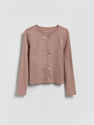 Reserved - Koszulka z kokardkami - beżowy