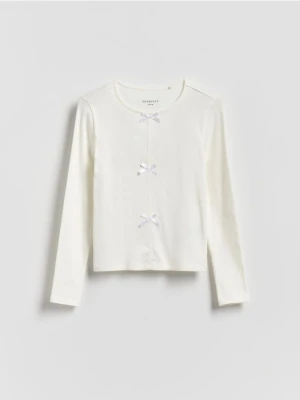 Reserved - Koszulka z kokardkami - złamana biel
