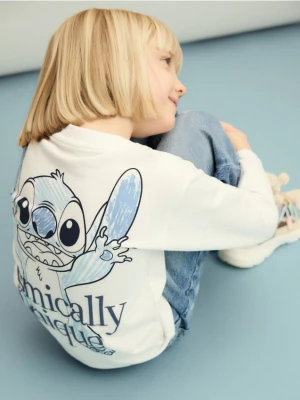 Reserved - Koszulka z nadrukiem na plecach Lilo i Stitch - złamana biel