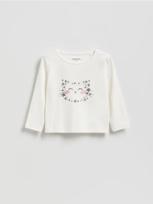 Reserved - Koszulka z nadrukiem - złamana biel