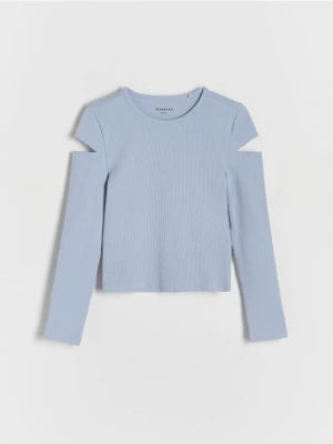 Reserved - Koszulka z wycięciami na rękawach - jasnoniebieski