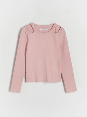 Reserved - Koszulka z wycięciami - różowy