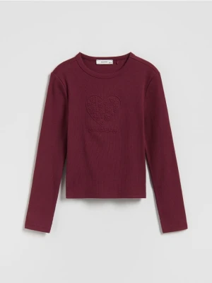 Reserved - Koszulka z wypukłą aplikacją - bordowy