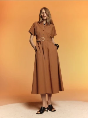Zdjęcie produktu Reserved - Koszulowa sukienka midi - brązowy