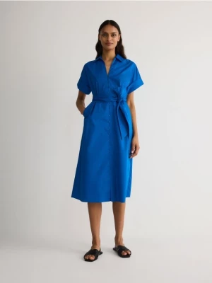 Reserved - Koszulowa sukienka midi - niebieski