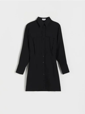 Reserved - Koszulowa sukienka mini - czarny