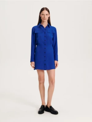 Reserved - Koszulowa sukienka mini - niebieski