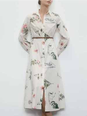 Reserved - Koszulowa sukienka z paskiem - wielobarwny