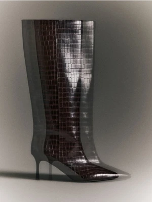 Reserved - Kozaki na obcasie - ciemnobrązowy