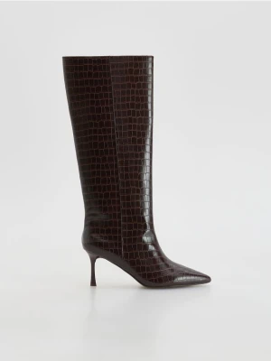 Reserved - Kozaki na obcasie - ciemnobrązowy