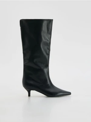 Reserved - Kozaki na obcasie kitten - czarny