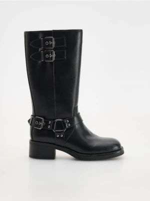 Reserved - Kozaki na obcasie z klamrami - czarny