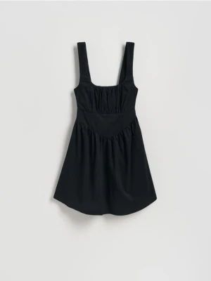 Reserved - Kreszowana sukienka mini - czarny