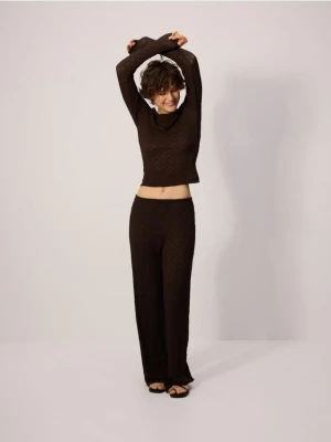 Reserved - Kreszowane spodnie - ciemnobrązowy