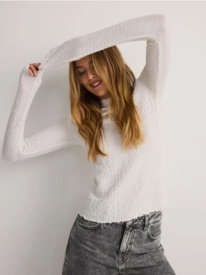 Zdjęcie produktu Reserved - Kreszowany longsleeve z bawełną - złamana biel