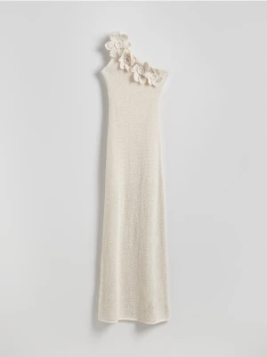 Reserved - Kroszetowa sukienka maxi - kremowy