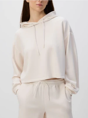 Reserved - Krótka bluza z kapturem - złamana biel