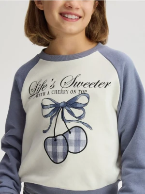 Reserved - Krótka bluza z napisem - niebieski