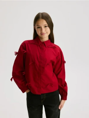 Reserved - Krótka koszula z kokardkami - czerwony