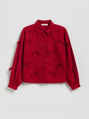 Reserved - Krótka koszula z kokardkami - czerwony