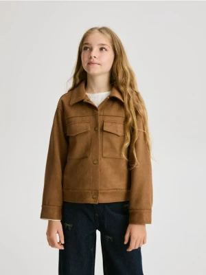 Reserved - Krótka kurtka z imitacji zamszu - brązowy