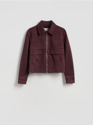 Reserved - Krótka kurtka z imitacji zamszu - burgundowy