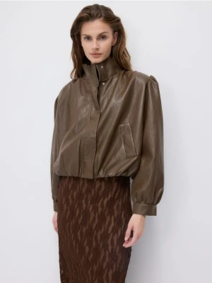 Reserved - Krótka kurtka ze stójką - brązowy