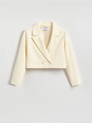 Reserved - Krótka marynarka z wiskozą - złamana biel