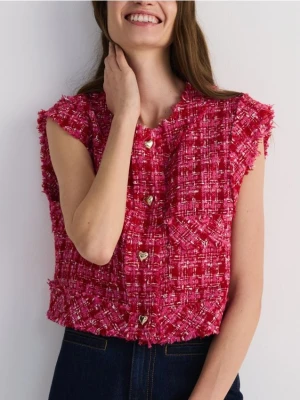 Reserved - Krótka tweedowa kamizelka - wielobarwny