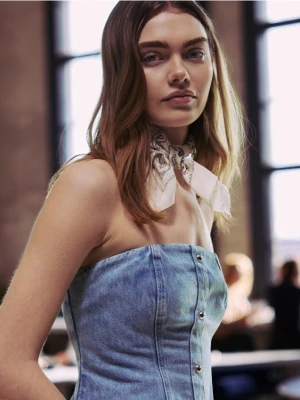 Reserved - Krótki jeansowy top - niebieski