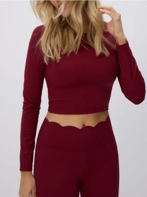 Reserved - Krótki longsleeve - burgundowy