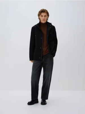 Reserved - Krótki płaszcz z kapturem - czarny