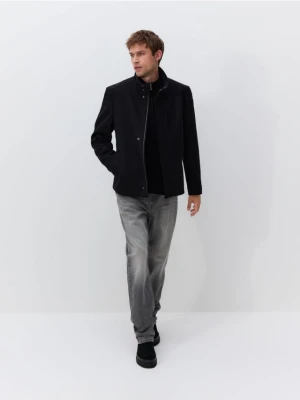 Reserved - Krótki płaszcz ze stójką - czarny