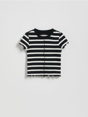 Zdjęcie produktu Reserved - Krótki prążkowany t-shirt - czarny