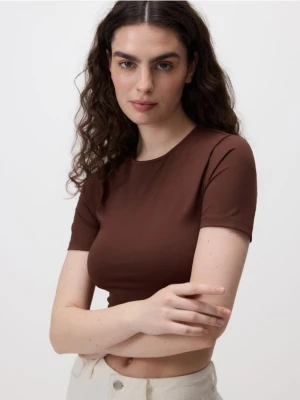 Reserved - Krótki t-shirt - ciemnobrązowy