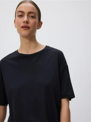 Reserved - Krótki t-shirt z modalem - ciemnoszary