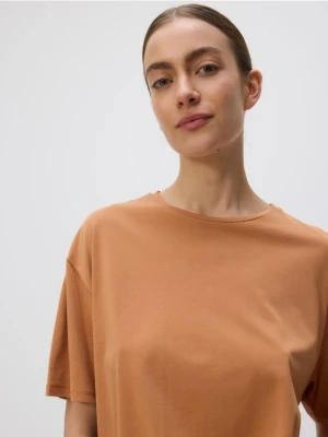 Zdjęcie produktu Reserved - Krótki t-shirt z modalem - musztardowy