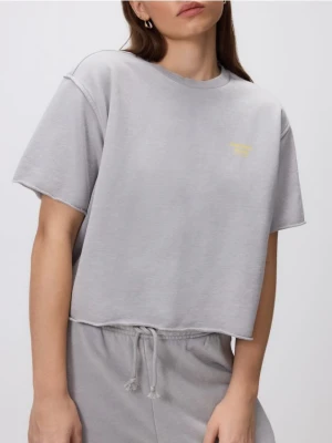 Reserved - Krótki t-shirt z nadrukiem - ciemnoszary