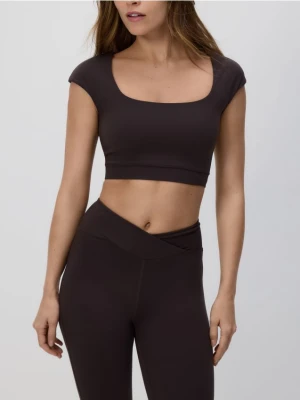 Reserved - Krótki top - ciemnobrązowy