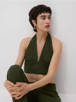 Reserved - Krótki top halter - jasny zielony