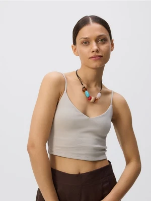 Reserved - Krótki top na ramiączkach - jasnoszary