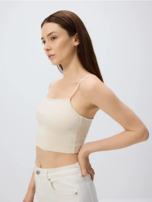 Reserved - Krótki top na ramiączkach - złamana biel