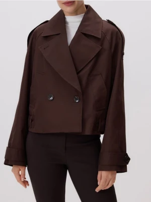 Reserved - Krótki trencz z bawełną - ciemnobrązowy