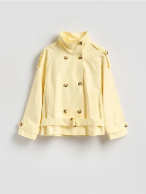 Reserved - Krótki trencz z bawełny - kremowy