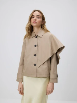 Reserved - Krótki trencz z szalem - beżowy