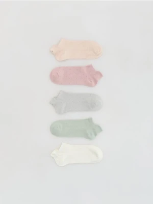 Reserved - Krótkie skarpetki z haftem 5 pack - pastelowy róż