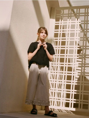 Reserved - Kuloty w paski - złamana biel