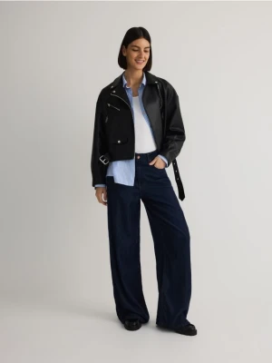 Reserved - Kurtka biker z paskiem - czarny