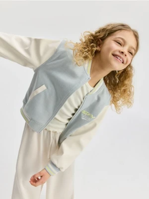 Reserved - Kurtka bomber z haftem - jasnoszary