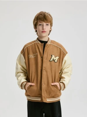 Reserved - Kurtka bomber z imitacji zamszu - brązowy